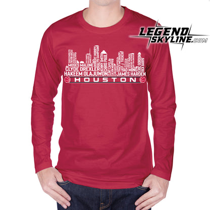 Houston Basketball Team All Time Legends Houston City Skyline Shirt