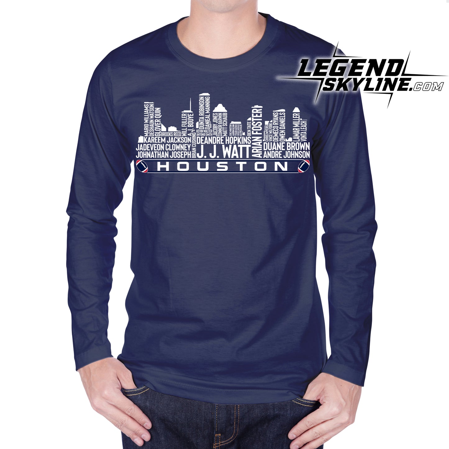 Houston Football Greatest Of All Time Team Legend Houston City Skyline Shirt
