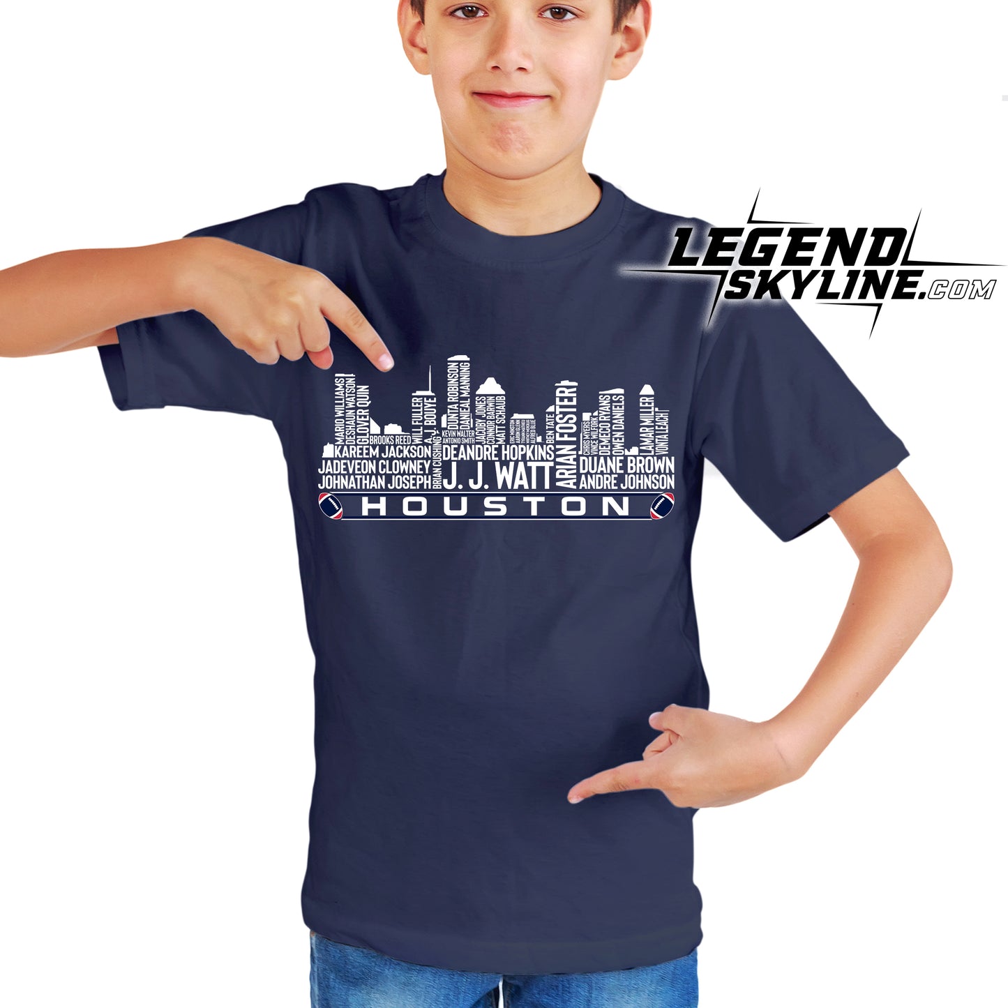 Houston Football Greatest Of All Time Team Legend Houston City Skyline Shirt