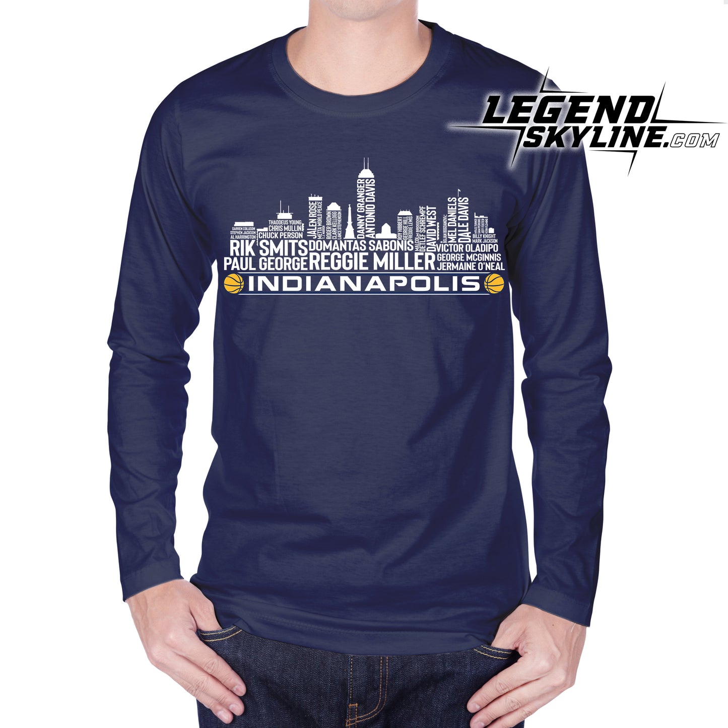Indiana Basketball Team All Time Legends Indianapolis City Skyline Shirt