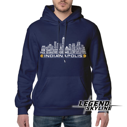 Indiana Basketball Team All Time Legends Indianapolis City Skyline Shirt