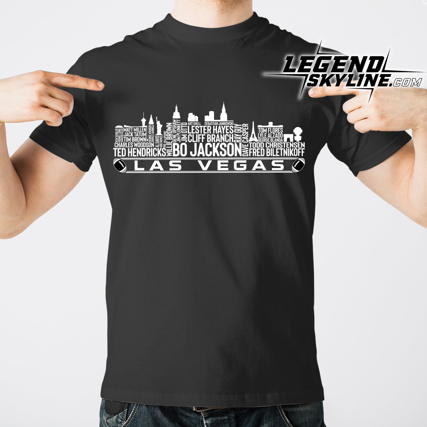 Las Vegas Football Greatest Of All Time Team Legend Las Vegas City Skyline Shirt