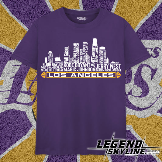 Los Angeles L Basketball Greatest Of All Time Team Legend Los Angeles City Skyline Shirt