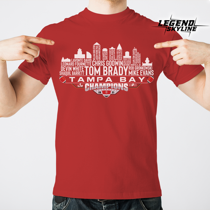 Tampa Bay Dream Team Football LV Champions 2021, Tampa Bay City Skyline Shirt
