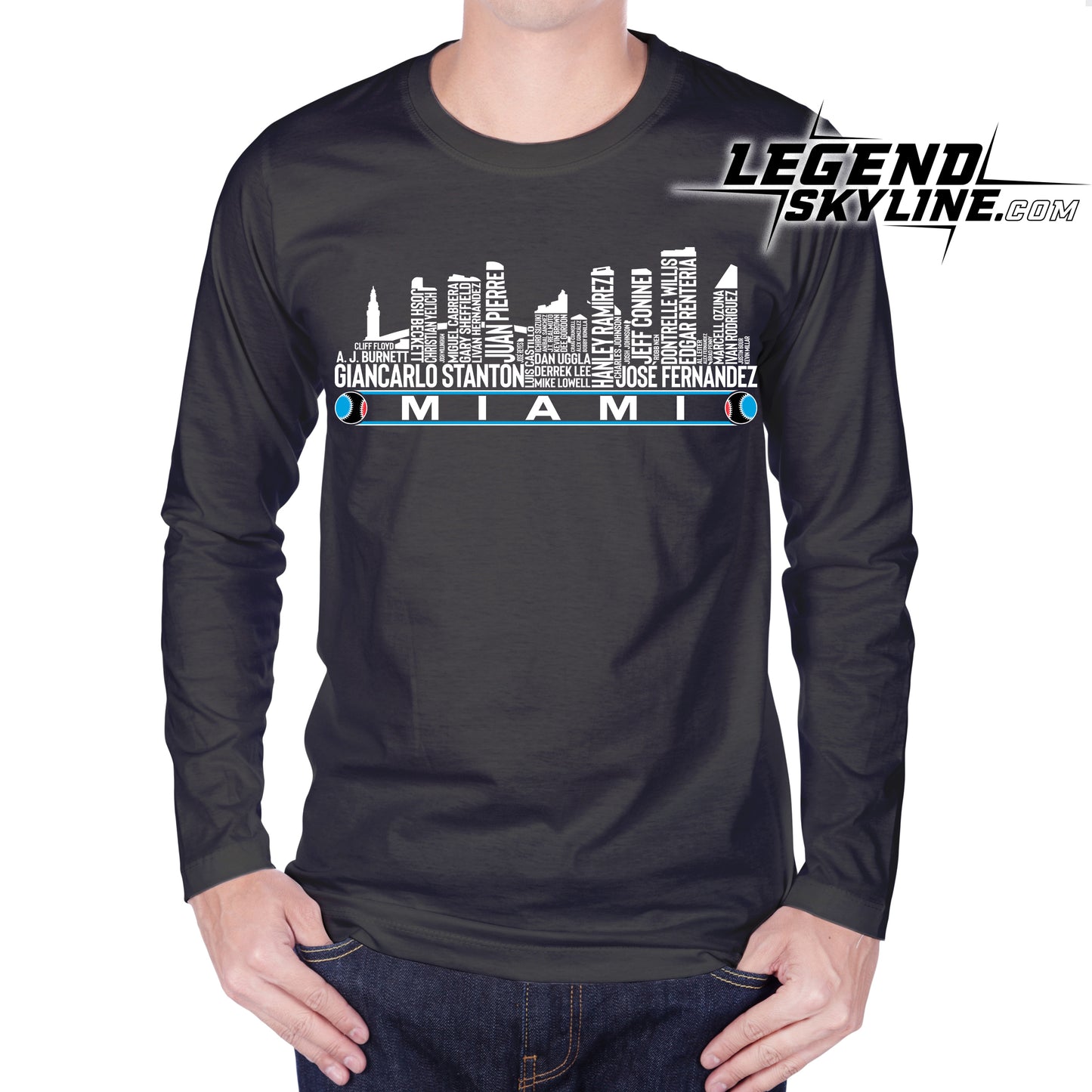 Miami Baseball Greatest Of All Time Team Legend Miami City Skyline Shirt