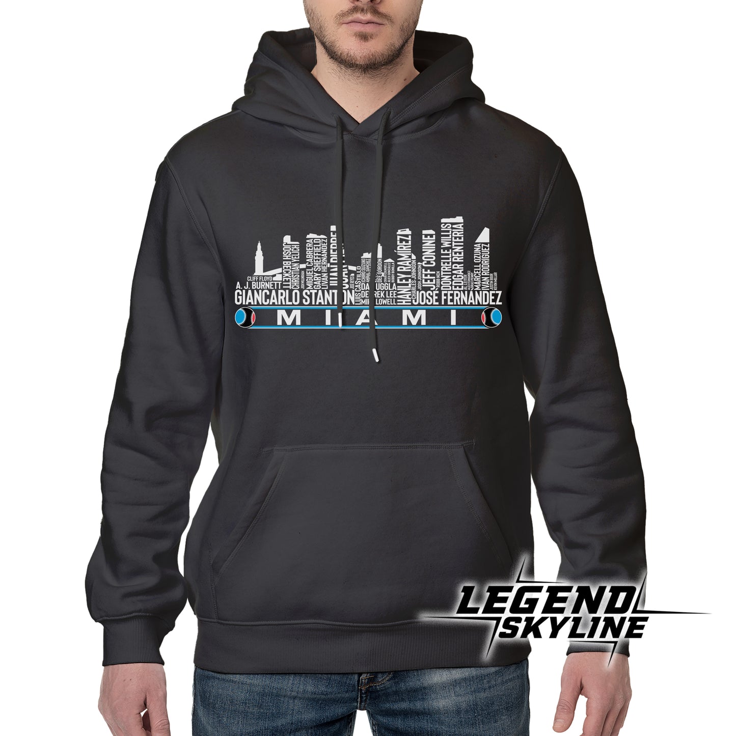 Miami Baseball Greatest Of All Time Team Legend Miami City Skyline Shirt