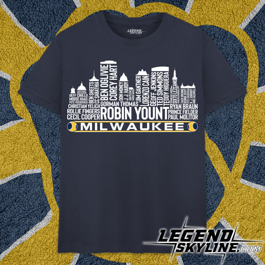 Milwaukee Baseball Greatest Of All Time Team Legend Milwaukee City Skyline Shirt