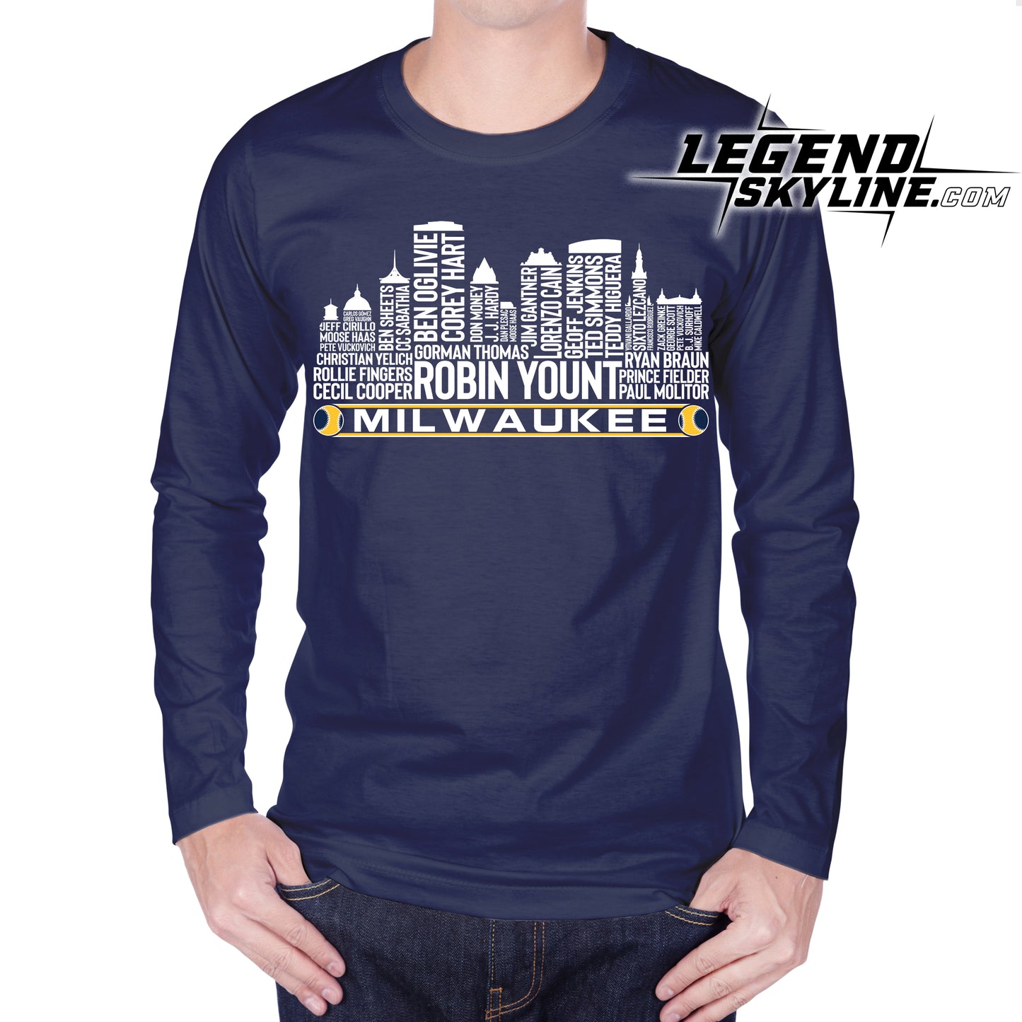 Milwaukee Baseball Greatest Of All Time Team Legend Milwaukee City Skyline Shirt