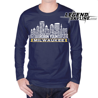 Milwaukee Baseball Greatest Of All Time Team Legend Milwaukee City Skyline Shirt