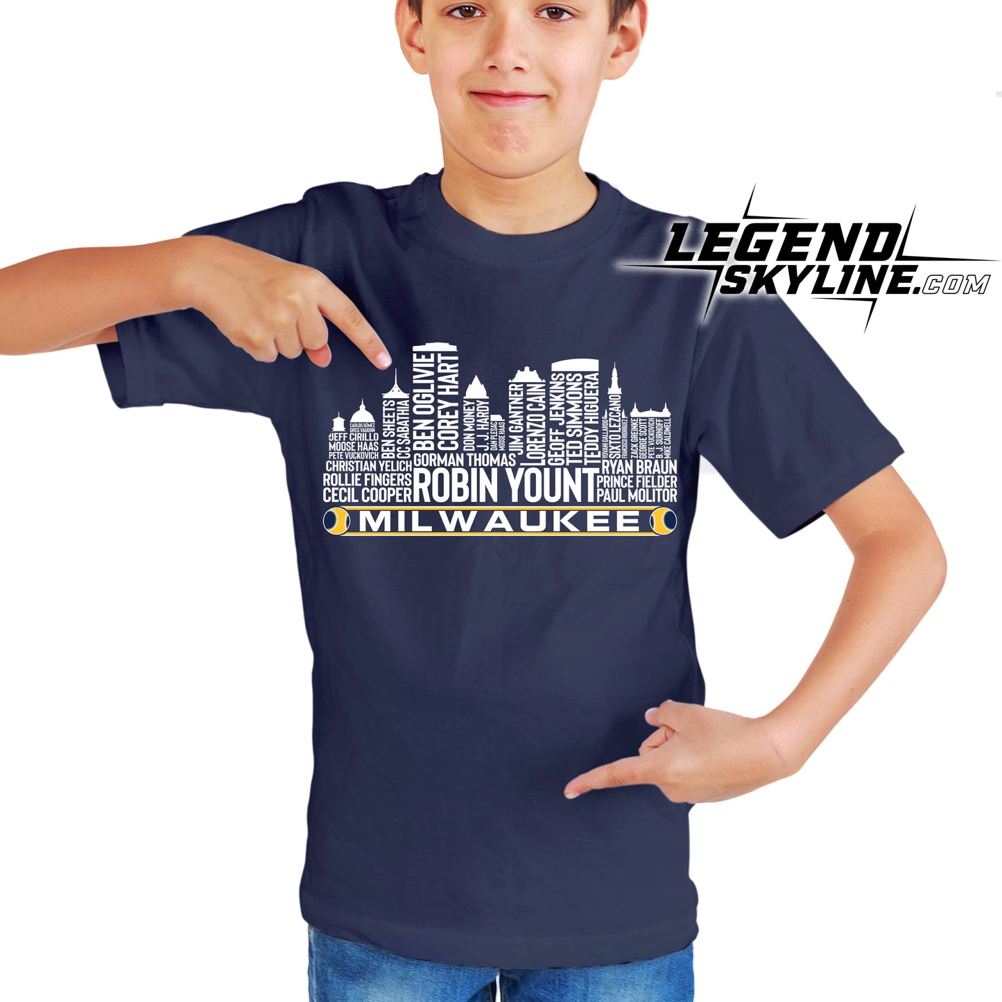 Milwaukee Baseball Greatest Of All Time Team Legend Milwaukee City Skyline Shirt