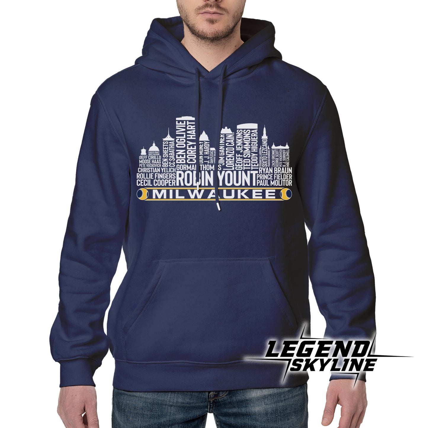 Milwaukee Baseball Greatest Of All Time Team Legend Milwaukee City Skyline Shirt