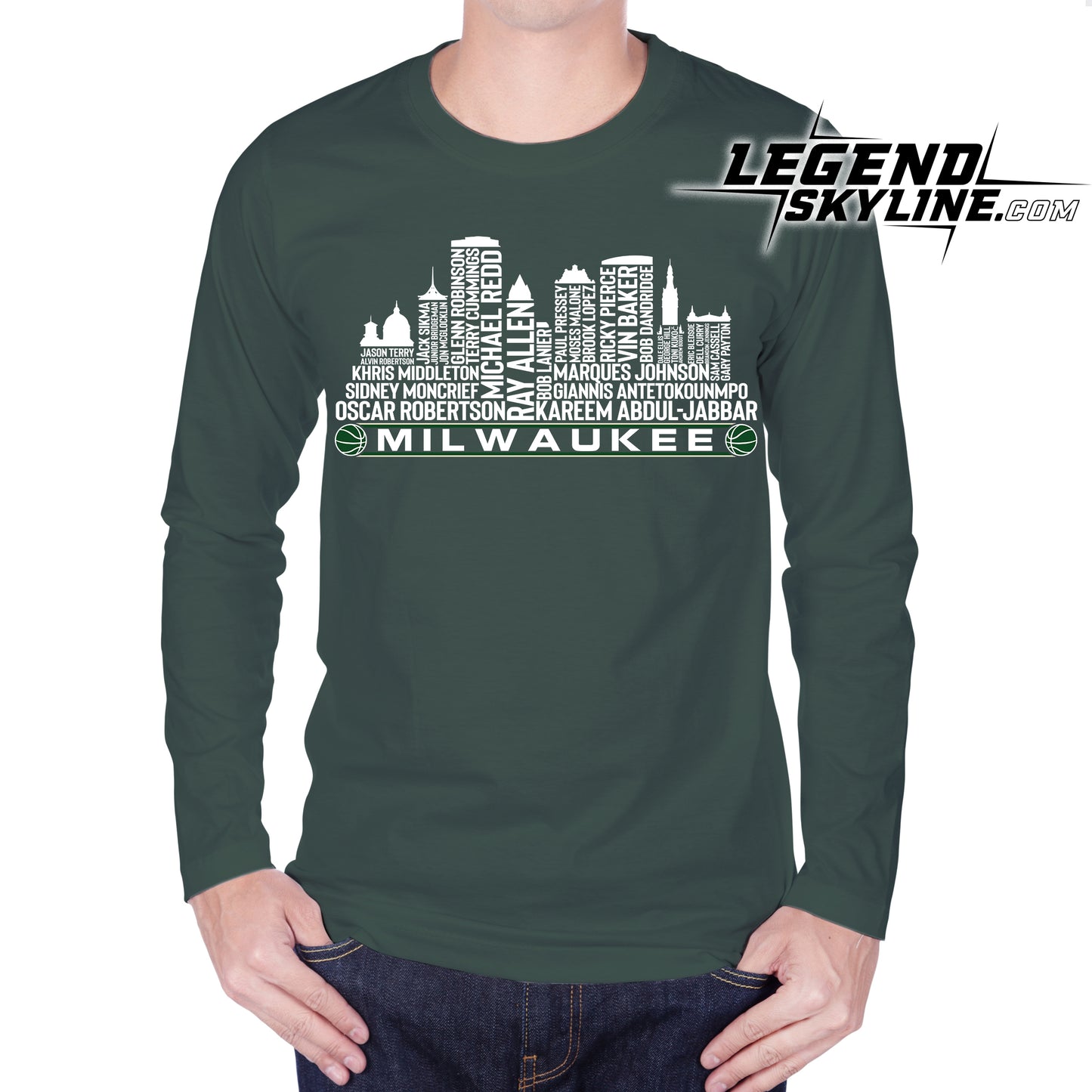 Milwaukee Basketball Team All Time Legends Milwaukee City Skyline Shirt