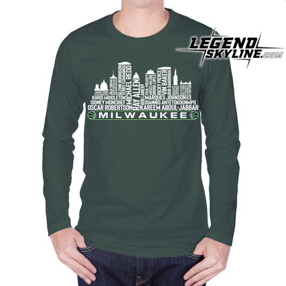 Milwaukee Basketball Team All Time Legends Milwaukee City Skyline Shirt