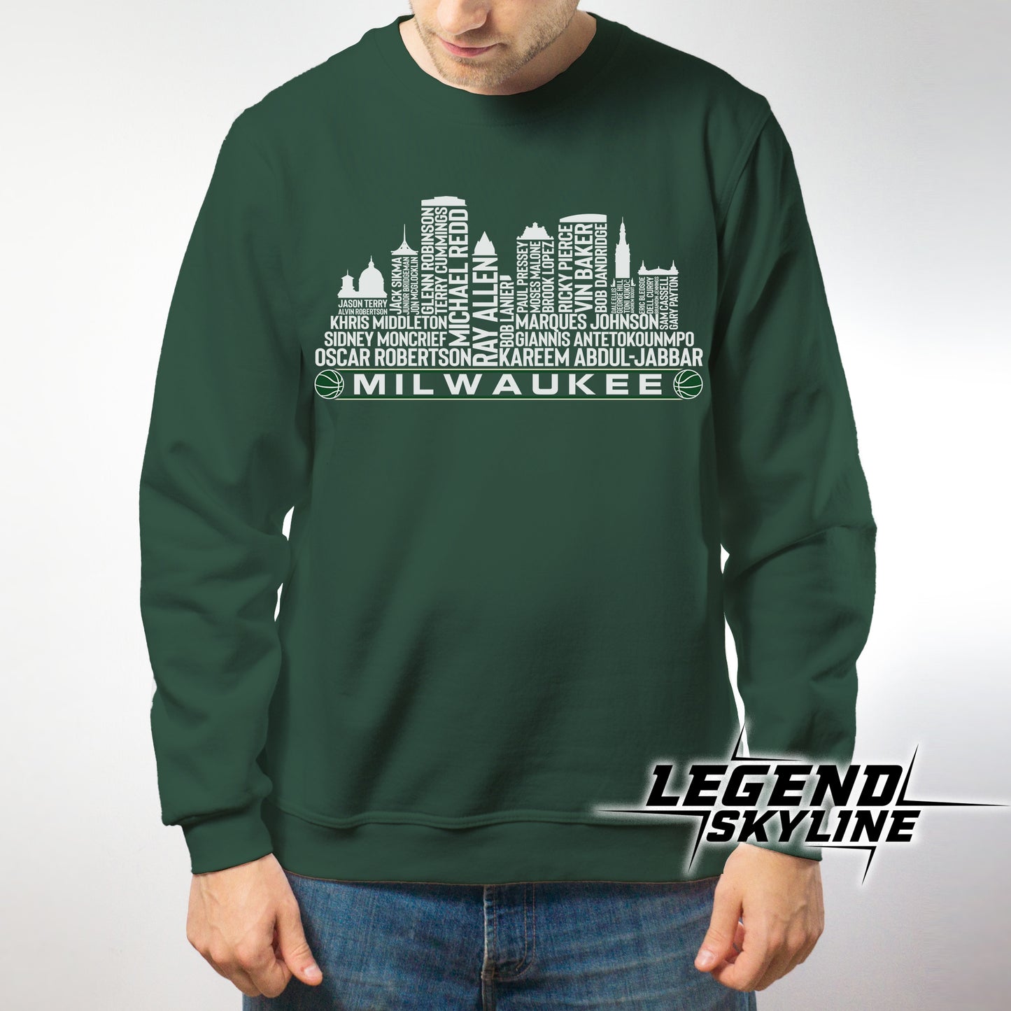 Milwaukee Basketball Team All Time Legends Milwaukee City Skyline Shirt