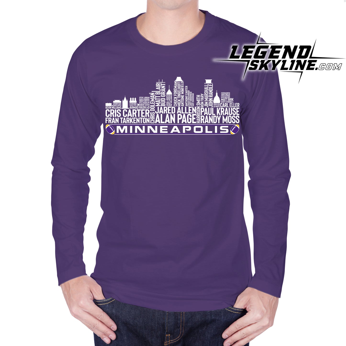 Minnesota Football Greatest Of All Time Team Legend Minneapolis City Skyline Shirt