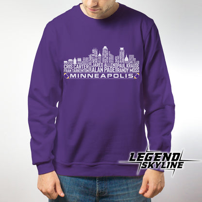 Minnesota Football Greatest Of All Time Team Legend Minneapolis City Skyline Shirt
