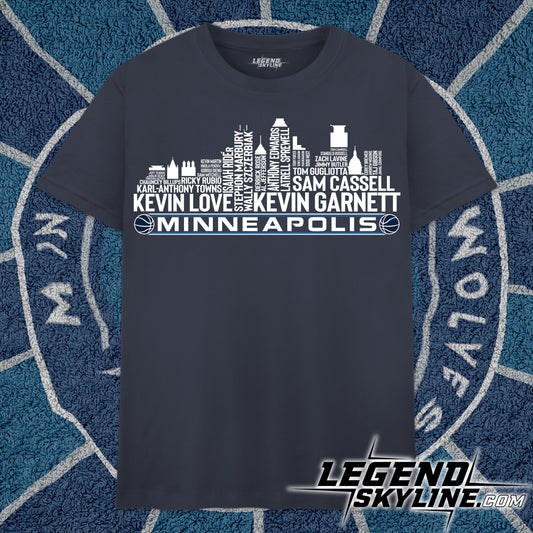 Minnesota Basketball Team All Time Legends Minneapolis City Skyline Shirt