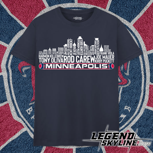 Minnesota Baseball Greatest Of All Time Team Legend Minneapolis City Skyline Shirt