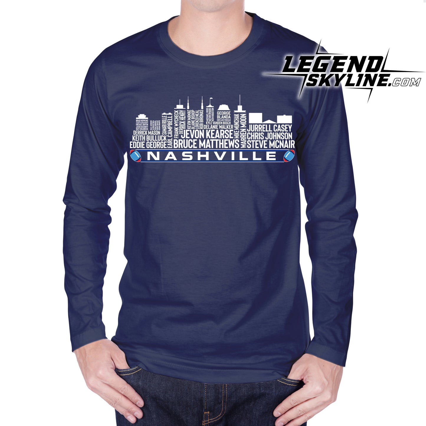 Tennessee Football Greatest Of All Time Team Legend Nashville City Skyline Shirt