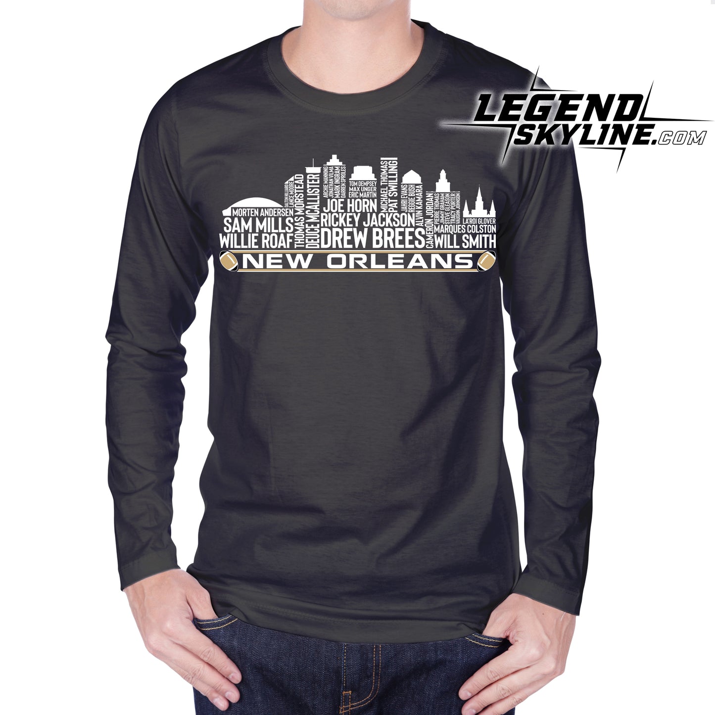New Orleans Football Greatest Of All Time Team Legend New Orleans City Skyline Shirt