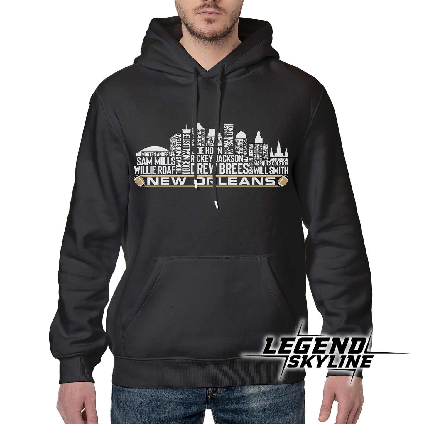 New Orleans Football Greatest Of All Time Team Legend New Orleans City Skyline Shirt