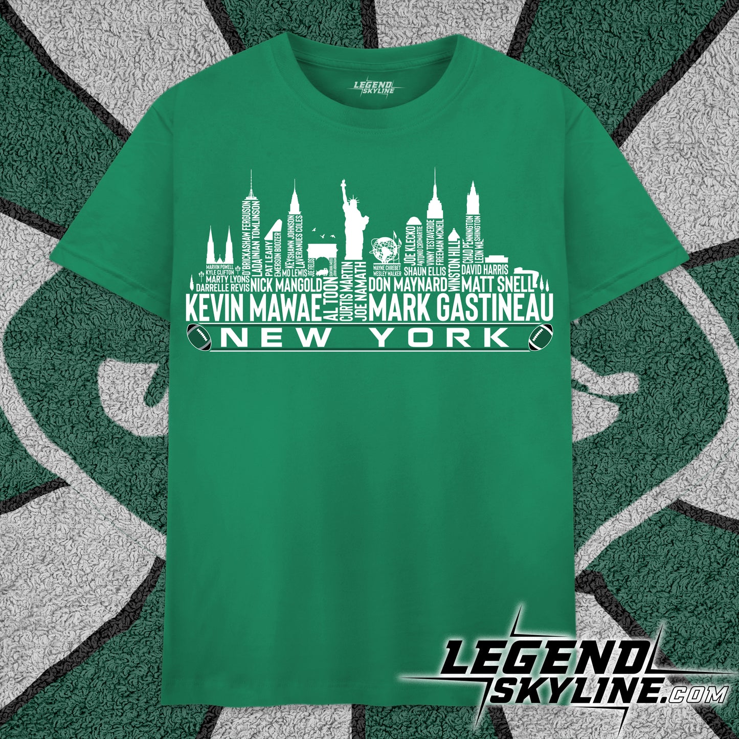 New York J Football Greatest Of All Time Team Legend New York City Skyline Shirt