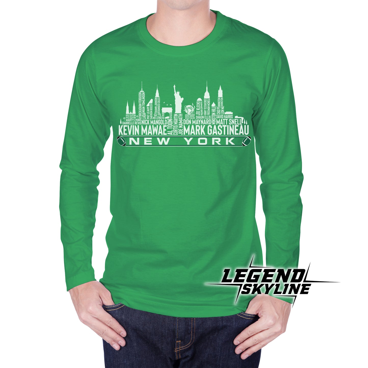 New York J Football Greatest Of All Time Team Legend New York City Skyline Shirt