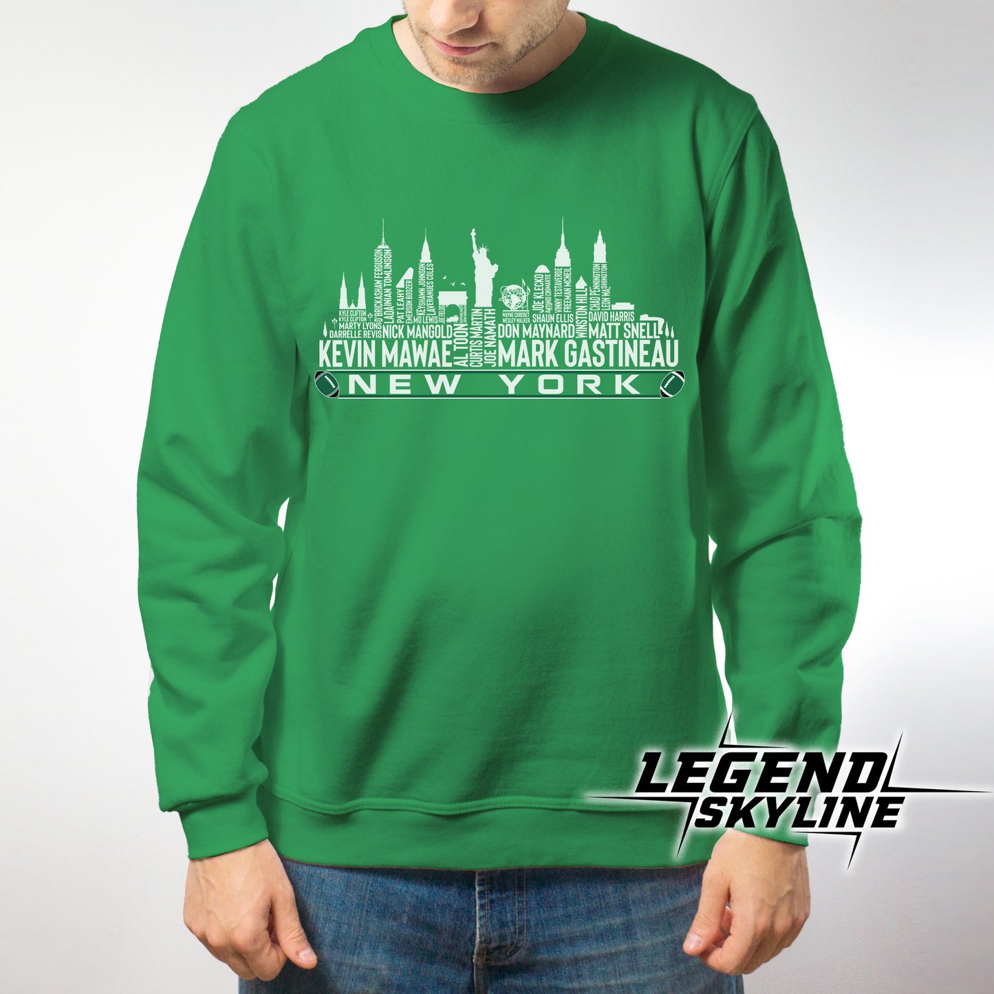 New York J Football Greatest Of All Time Team Legend New York City Skyline Shirt