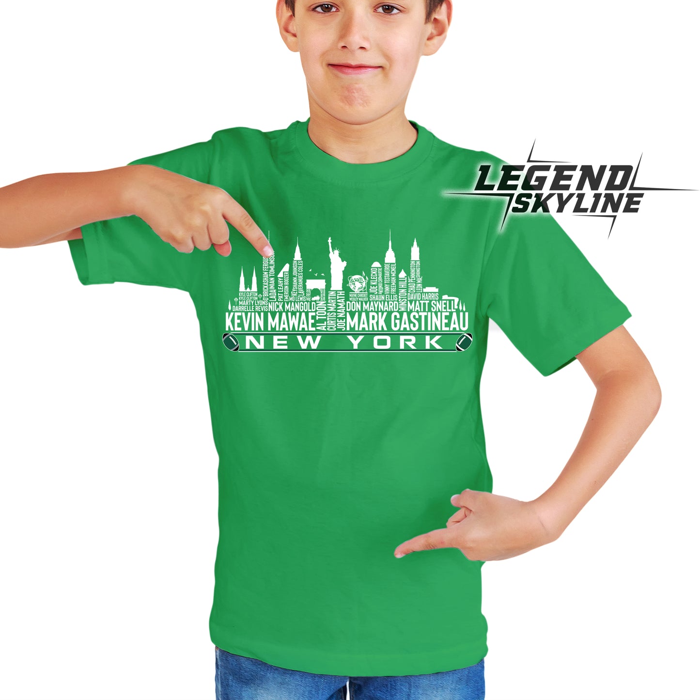 New York J Football Greatest Of All Time Team Legend New York City Skyline Shirt