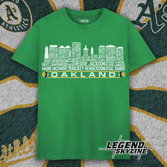 Oakland Baseball Greatest Of All Time Team Legend Oakland City Skyline Shirt