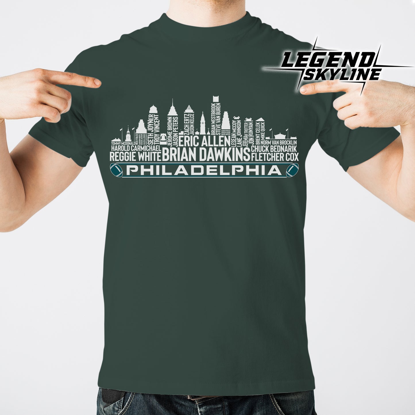 Philadelphia Football Greatest Of All Time Team Legend Philadelphia City Skyline Shirt
