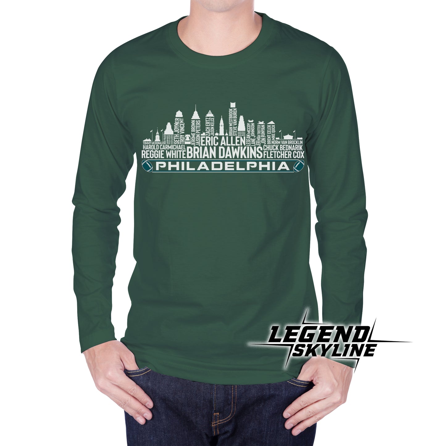 Philadelphia Football Greatest Of All Time Team Legend Philadelphia City Skyline Shirt