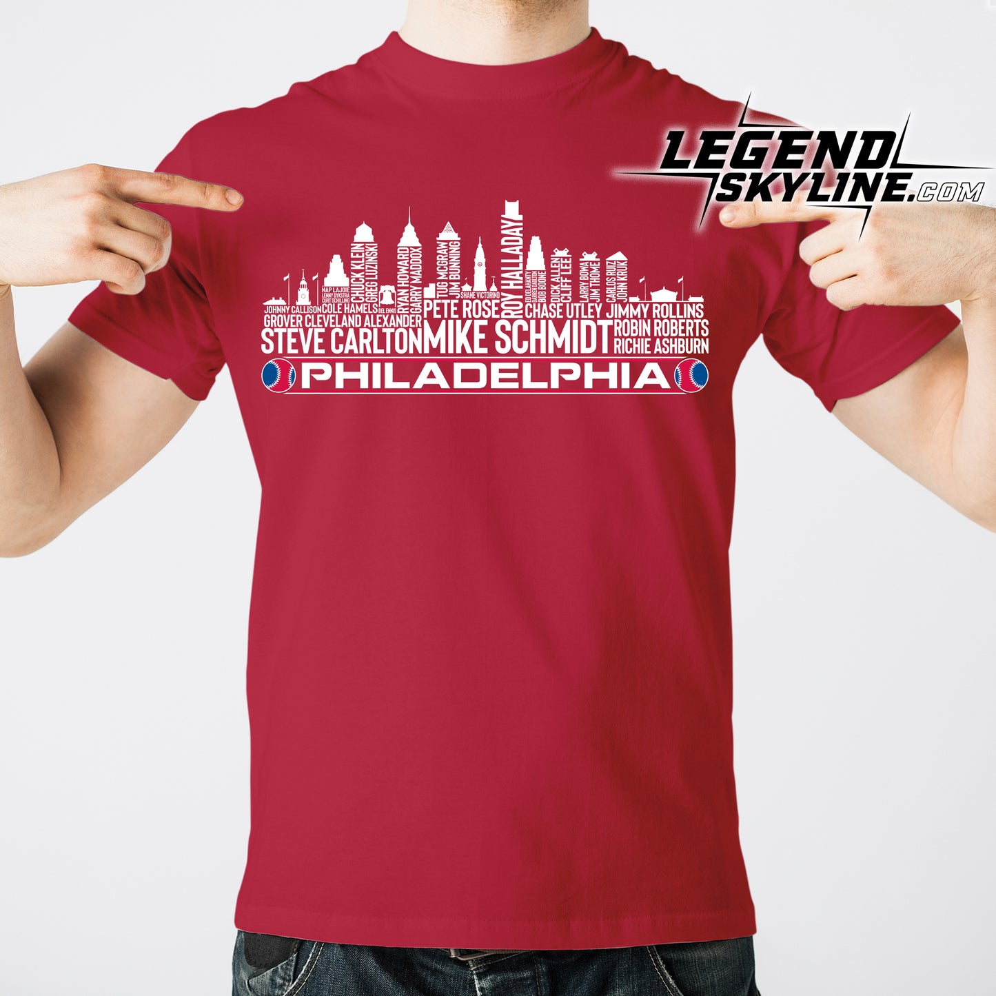 Philadelphia Baseball Greatest Of All Time Team Legend Philadelphia City Skyline Shirt