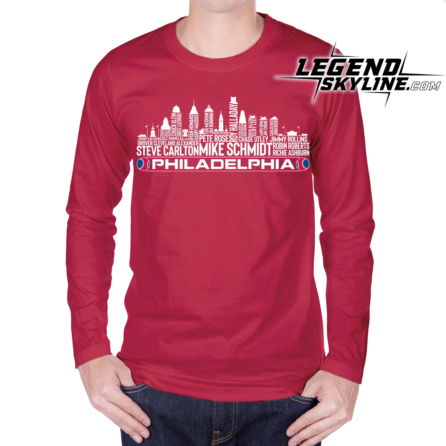 Philadelphia Baseball Greatest Of All Time Team Legend Philadelphia City Skyline Shirt