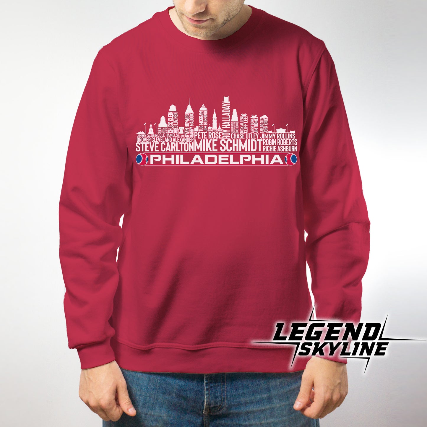 Philadelphia Baseball Greatest Of All Time Team Legend Philadelphia City Skyline Shirt