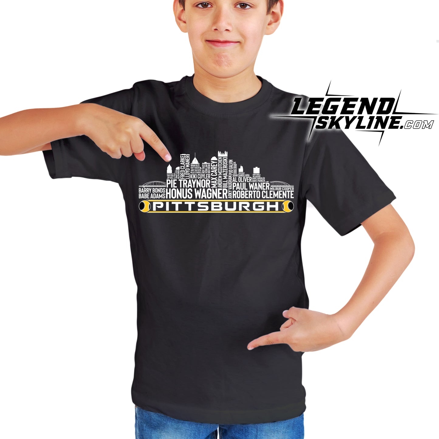 Pittsburgh Baseball Greatest Of All Time Team Legend Pittsburgh City Skyline Shirt