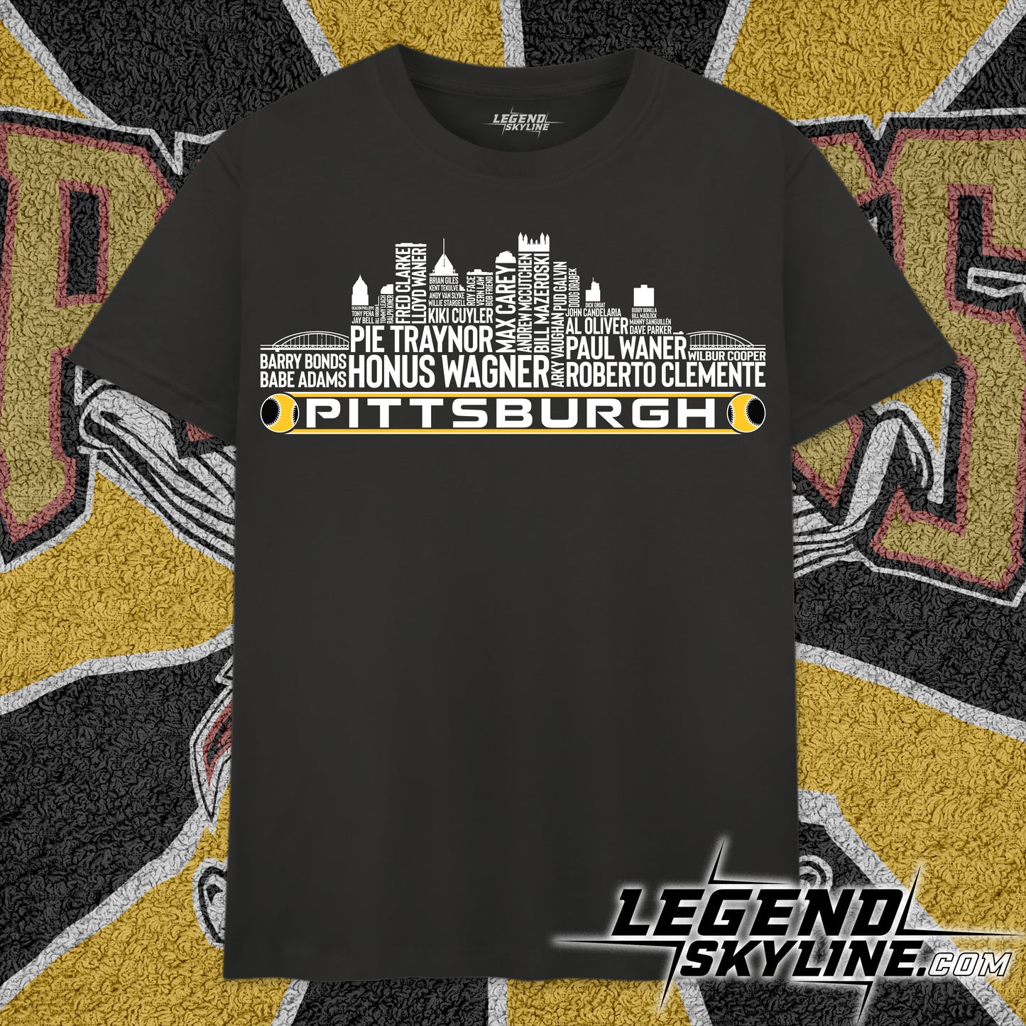 Pittsburgh Baseball Greatest Of All Time Team Legend Pittsburgh City Skyline Shirt