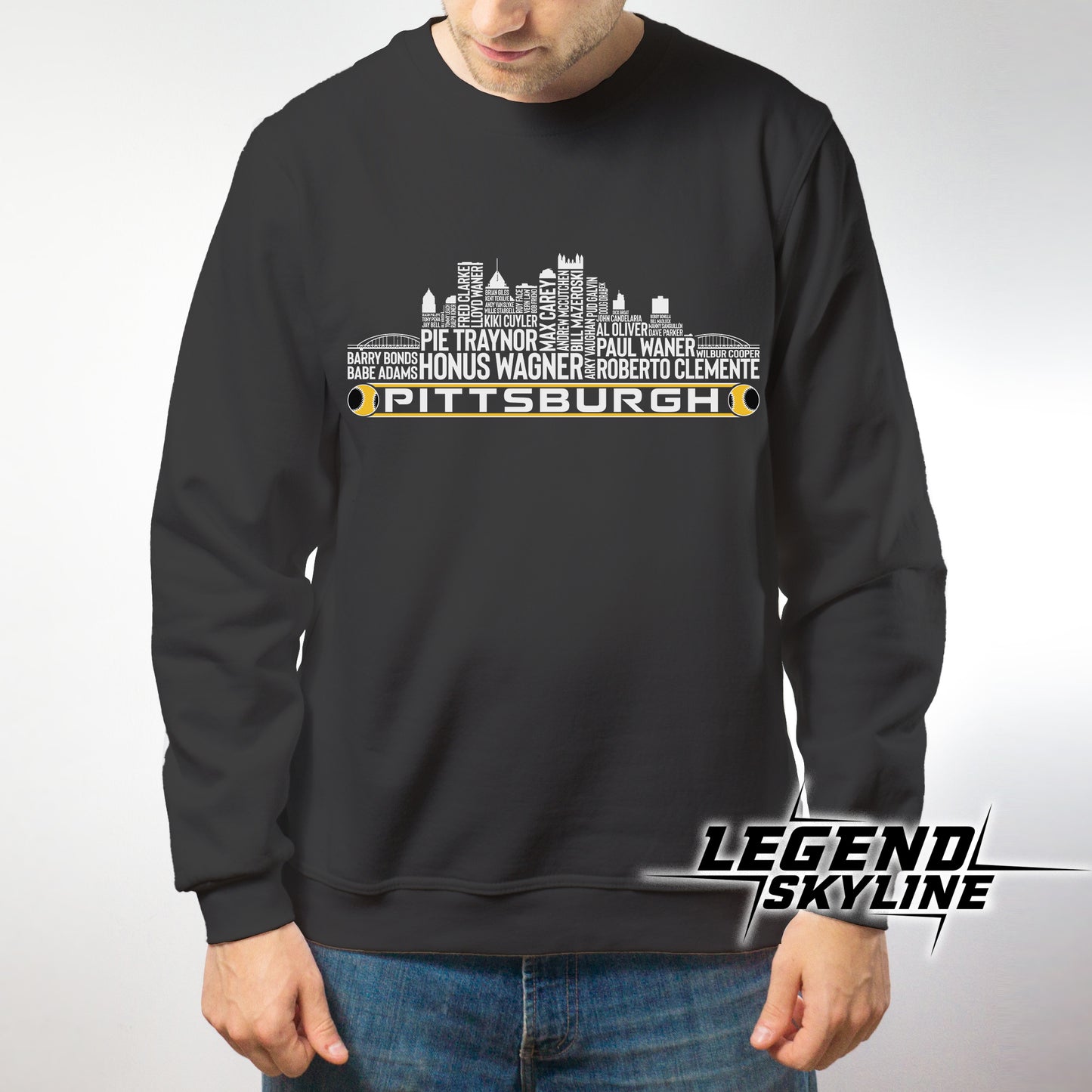 Pittsburgh Baseball Greatest Of All Time Team Legend Pittsburgh City Skyline Shirt