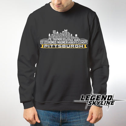 Pittsburgh Baseball Greatest Of All Time Team Legend Pittsburgh City Skyline Shirt