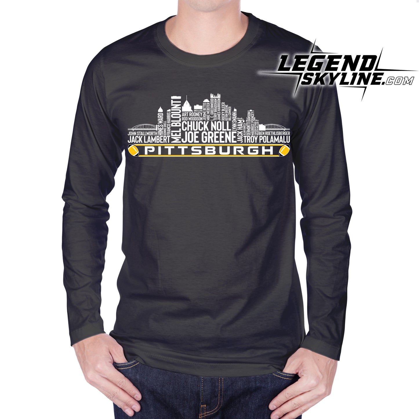 Pittsburgh Football Greatest Of All Time Team Legend Pittsburgh City Skyline Shirt
