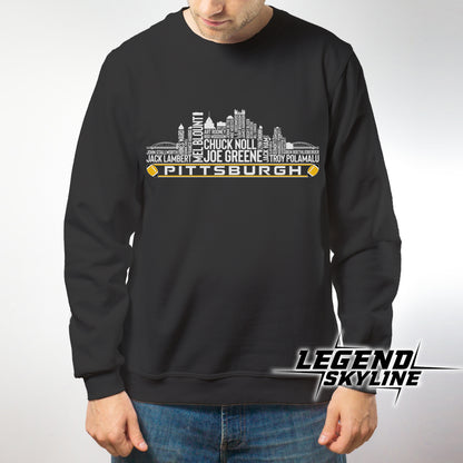 Pittsburgh Football Greatest Of All Time Team Legend Pittsburgh City Skyline Shirt