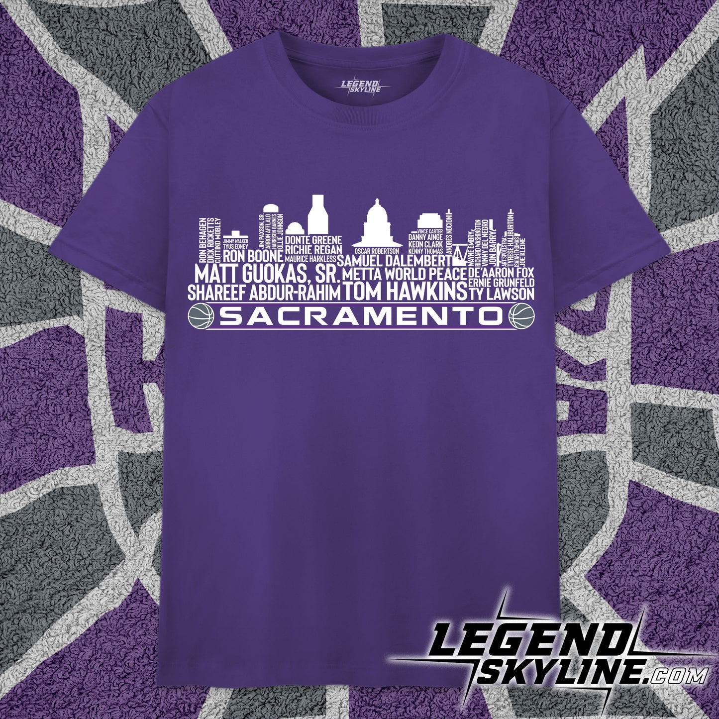 Sacramento Basketball Team All Time Legends Sacramento City Skyline Shirt