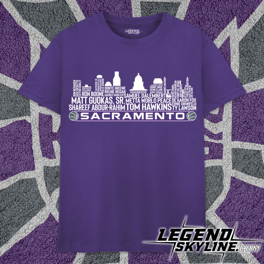 Sacramento Basketball Team All Time Legends Sacramento City Skyline Shirt
