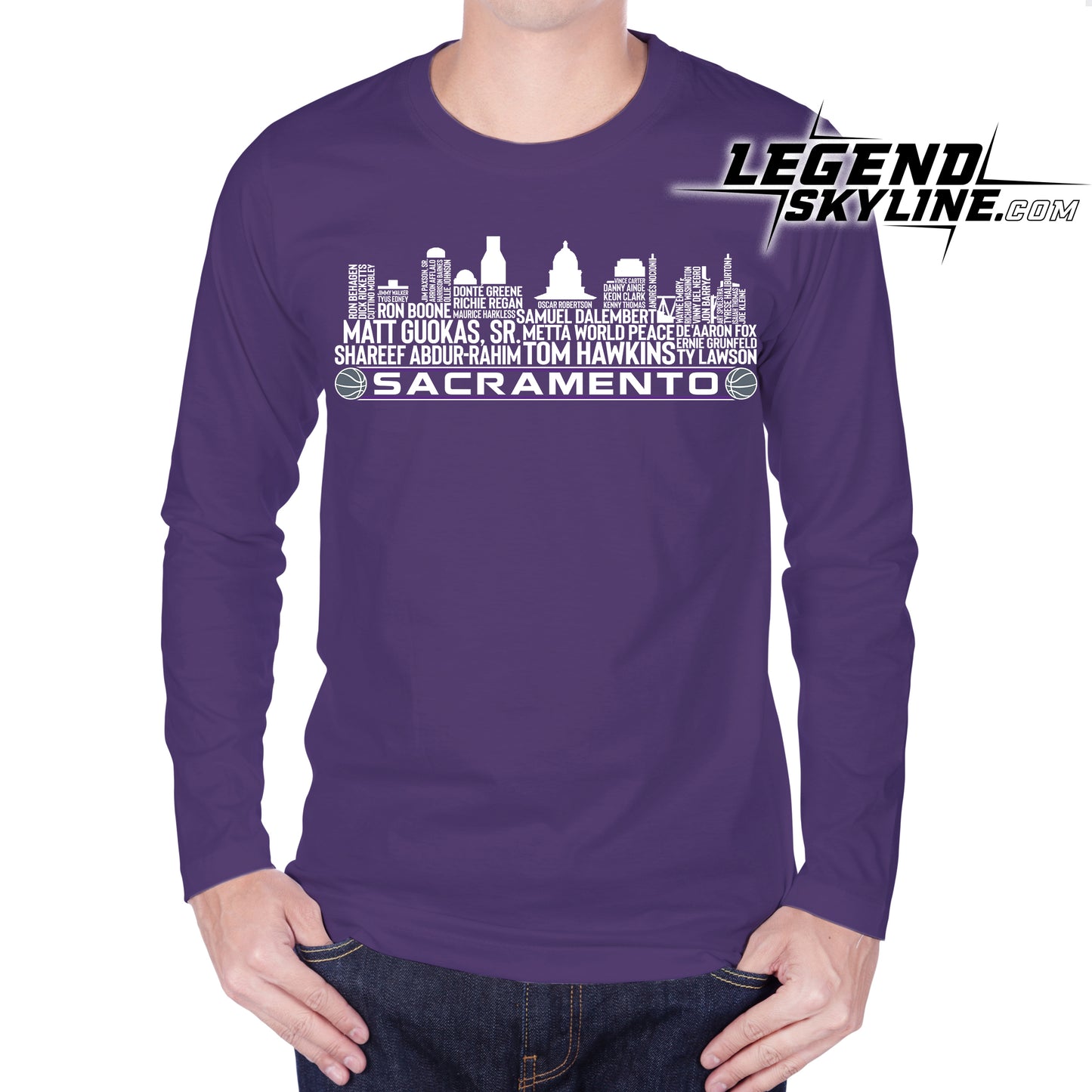 Sacramento Basketball Team All Time Legends Sacramento City Skyline Shirt
