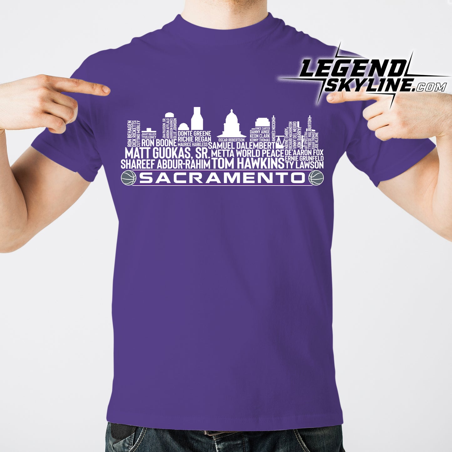 Sacramento Basketball Team All Time Legends Sacramento City Skyline Shirt