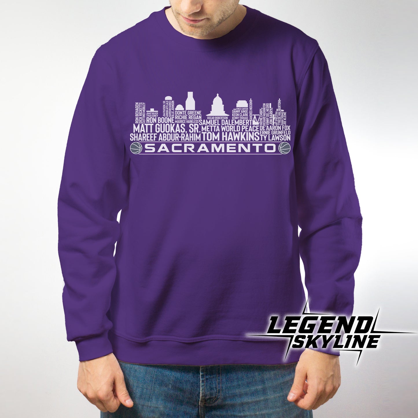 Sacramento Basketball Team All Time Legends Sacramento City Skyline Shirt