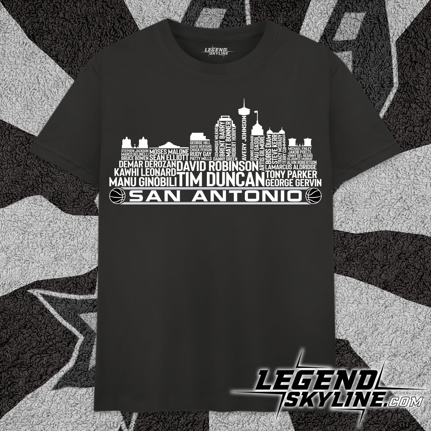 San Antonio Basketball Team All Time Legends San Antonio City Skyline Shirt