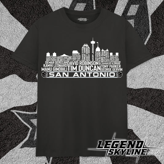 San Antonio Basketball Team All Time Legends San Antonio City Skyline Shirt