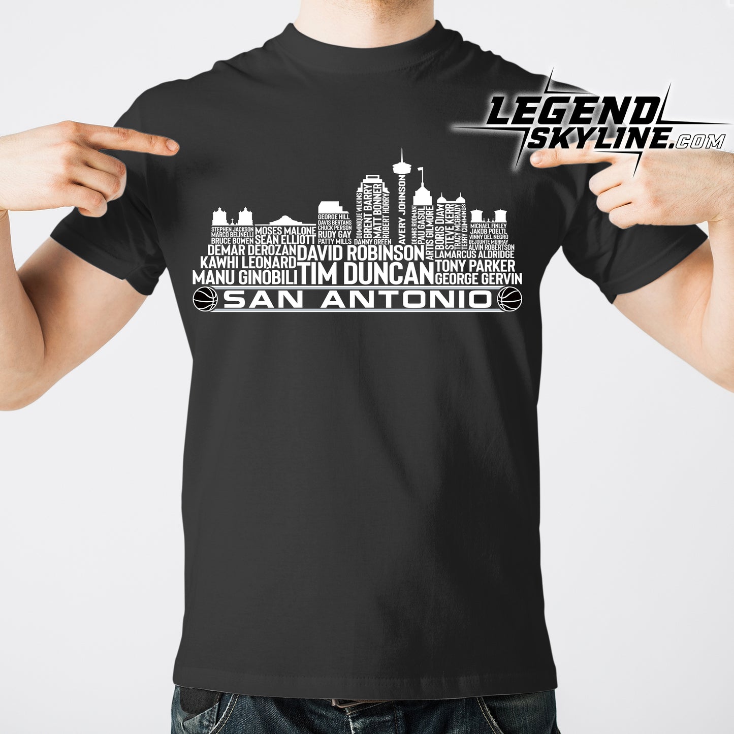 San Antonio Basketball Team All Time Legends San Antonio City Skyline Shirt