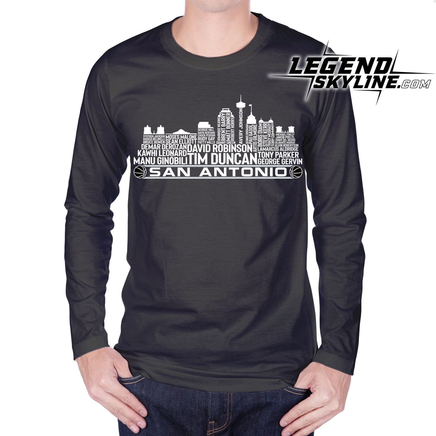 San Antonio Basketball Team All Time Legends San Antonio City Skyline Shirt